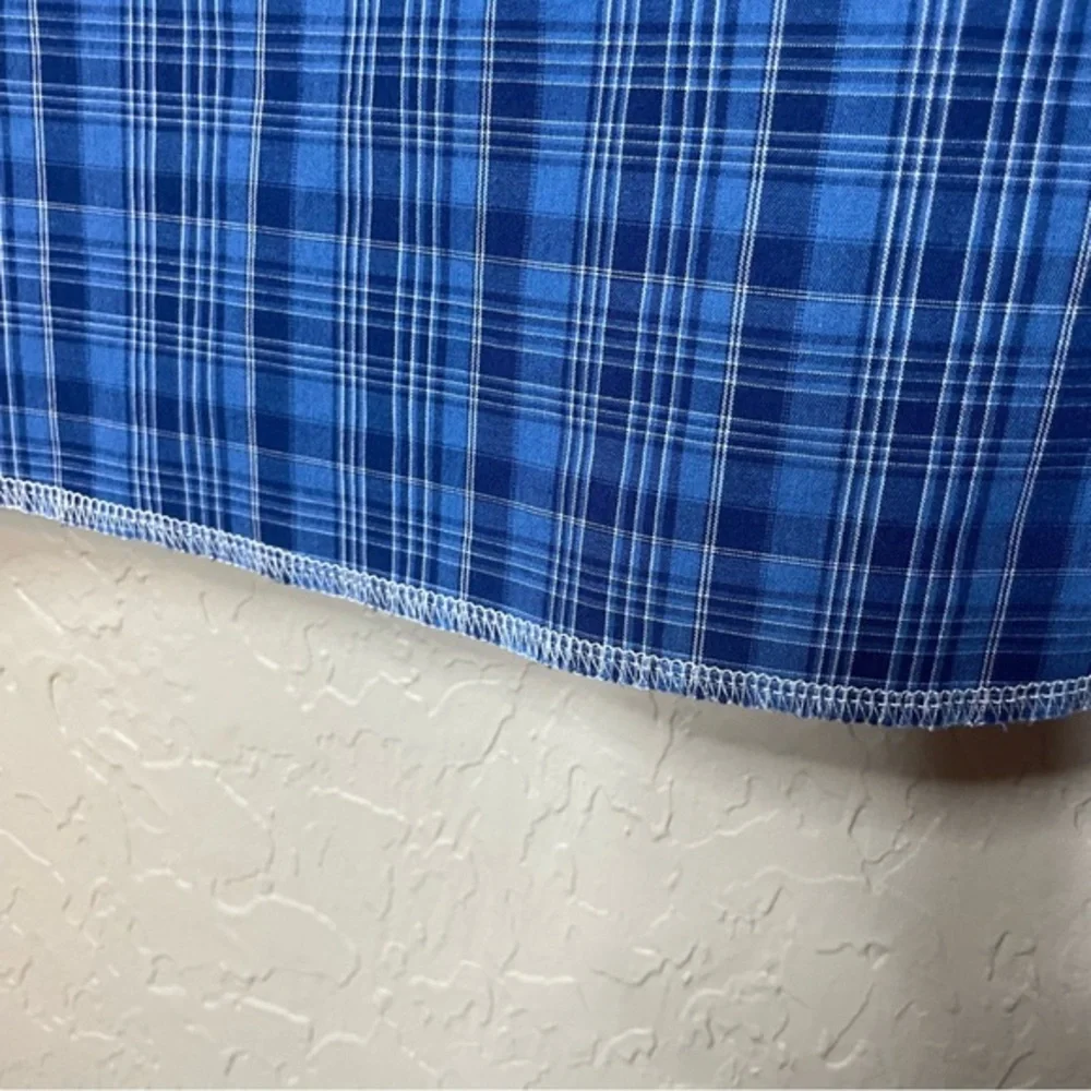 Vintage Wrangler Blue Plaid Pearl Snaps Long Sleeve Lightweight Size Large‎